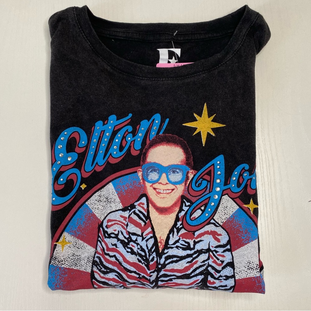 Elton John Rocket Man Band “Washed” Tee 100% Cotton